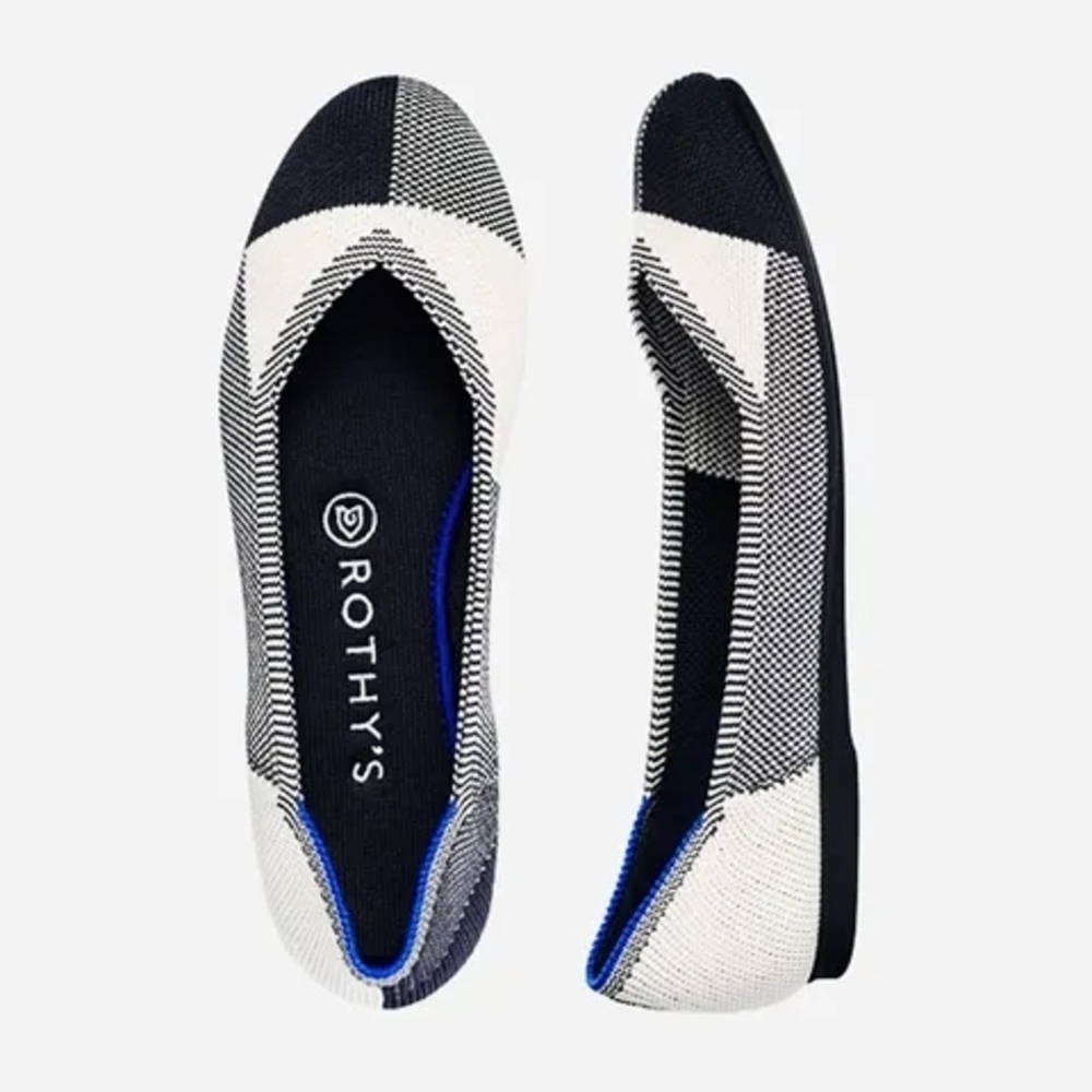 Rothy's Women's Recycled Knit Ballet Flats - Navy & White